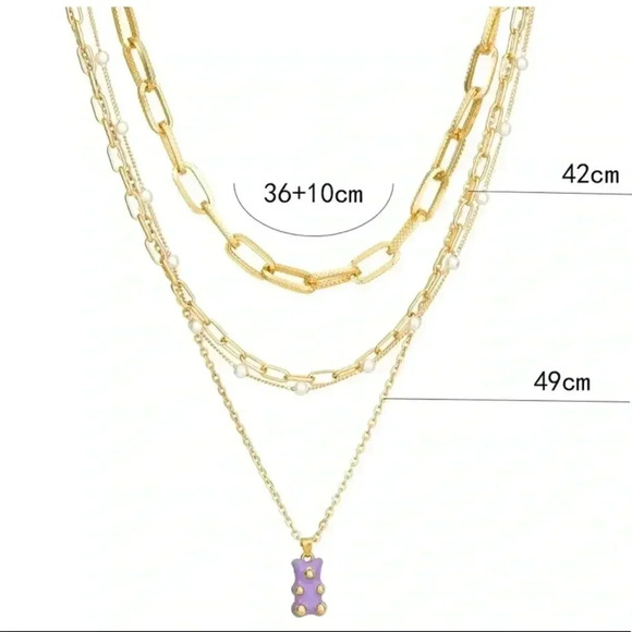 🆕Stitching Necklace Fashion Purple Bear Multi-layer🆕 - Picture 6 of 6